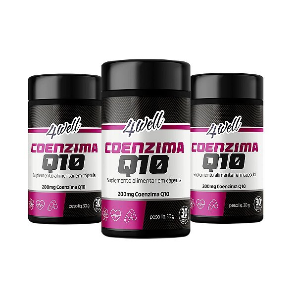 Coenzima Q10 4well 200mg - 60 cápsulas 30 Doses - Combo 3 Potes