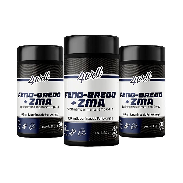 ZMA Booster/Testo 4well 300g - 60 cápsulas - Combo 3 Potes