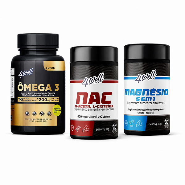 Kit Protetor Completo NAC + Ômega 3 + Magnésio - 4well