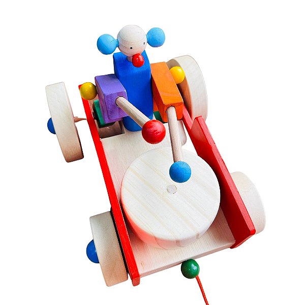 Palhaço Toca Tambor Para Puxar - Brinquedo Educativo