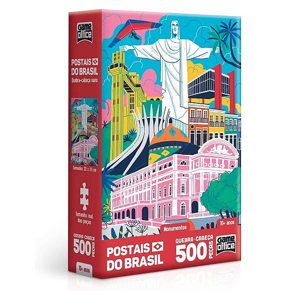 Postais do Brasil: Monumentos 500 peças Nano - Quebra Cabeça Toyster