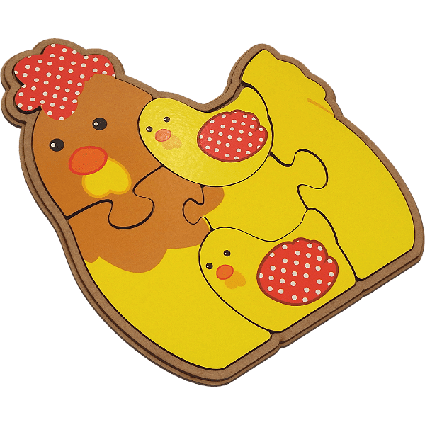 Quebra-Cabeça de Madeira Família Galinha - Maninho Brinquedos