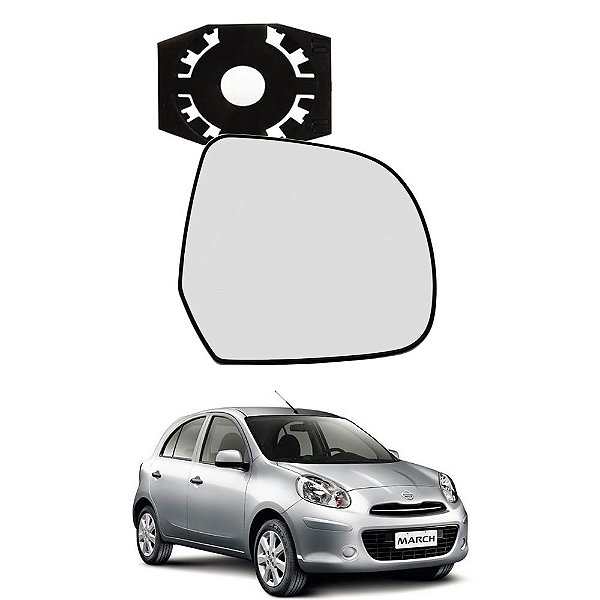Lente Espelho Retrovisor Com Base Lado Direito Nissan March 11 a 18