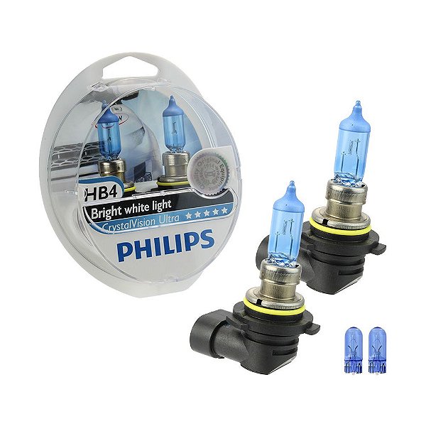 Lâmpadas Philips Crystal Vision Ultra HB4 9006 Bright White Light + Pingos T10