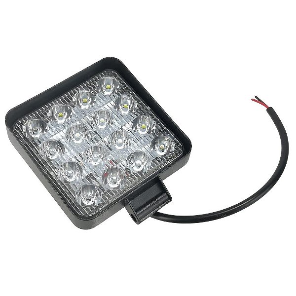 Farol De Milha Quadrado 16 Leds 48w 12/24v Universal