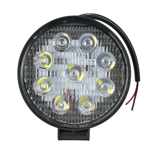 Farol De Neblina De Led  Redondo C/ 9 Leds 27WR Spot 12V / 80V