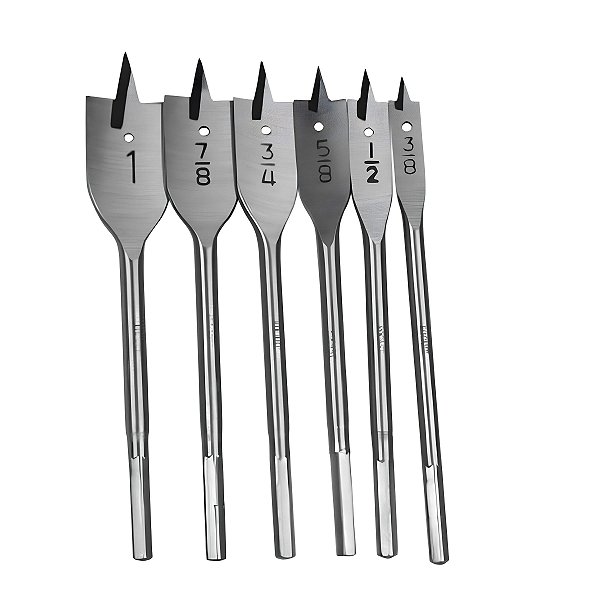 Jogo De Brocas Chata Para Madeira 6 Peças de 3/8 à 1 Polegada - Rocast