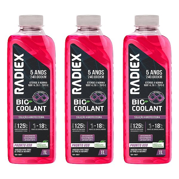 Kit 3 Aditivos Radiex Bio Coolant Octagel Pronto Uso Rosa - RDX18057