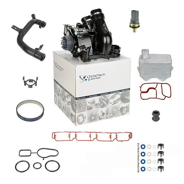 Bomba De Água + Radiador De Óleo Audi Tiguan Jetta Passat 2.0 Tsi - Kit Com Reparo Dos Bicos