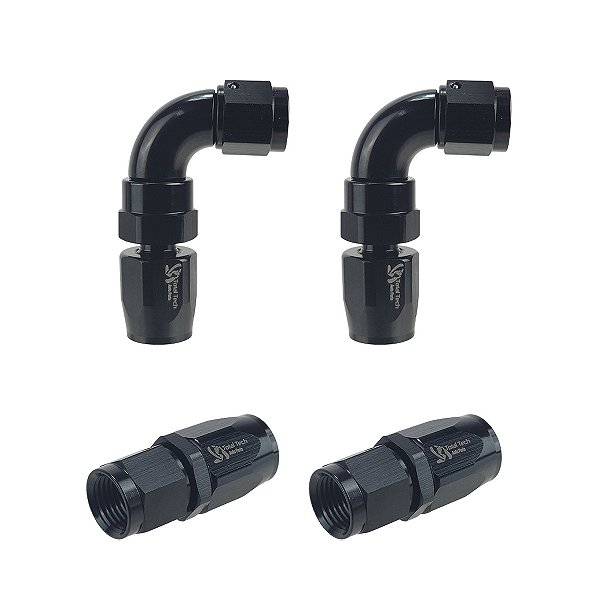 Jogo Conexões Curva 90° + Reta P/ Mangueiras Aeroquip 6An