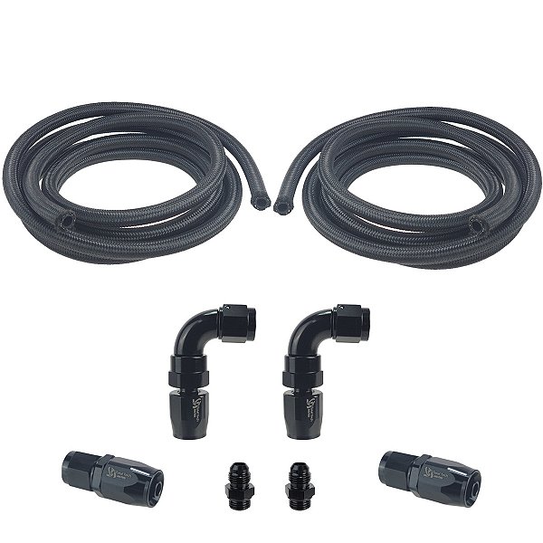 Kit Upgrade Conexões Niples + 2 Mangueiras Aeroquip 6AN