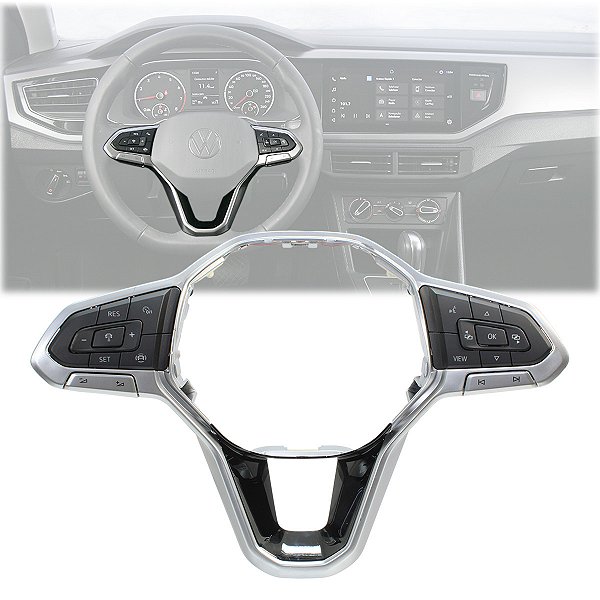 Botão Comando Som Volante Com Moldura Aro - Volkswagen Nivus Golf Passat