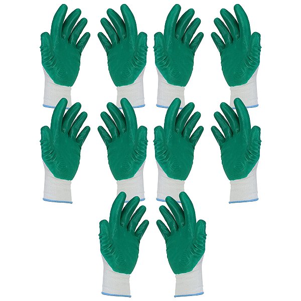 Luva Emborrachada De Trabalho Mecânico Pedreiro EPI Segurança Kit 5 Pares