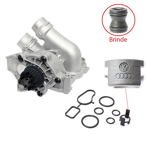 BOMBA DE ÁGUA AUDI A3 A4 A5 Q5 JETTA PASSAT TODA DE ALUMÍNIO + TRAVA + VEDAÇÕES