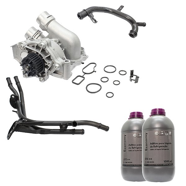 BOMBA DE ÁGUA ALUMÍNIO COM TUBO REFRIGERAÇÃO VOLKSWAGEN JETTA PASSAT TIGUAN FUSCA AUDI A3 Q3 TT + 2 ADITIVOS G12