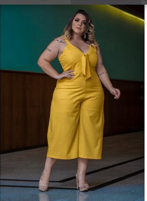 macacao de linho plus size