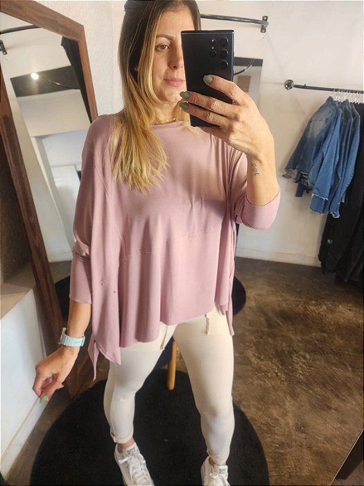 Blusa morcego Stella no viscolycra na cor rosa