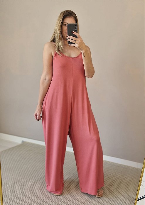 Macacão comprido viscolycra goiaba