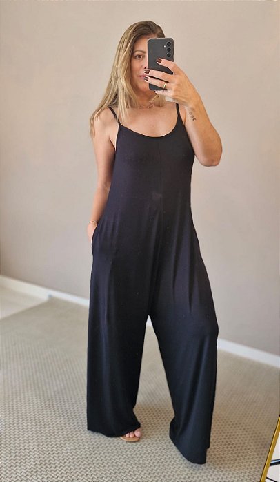 Macacão comprido viscolycra preto