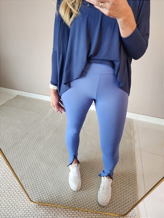 Calça lipo c ziper tratorado sem costura azul claro
