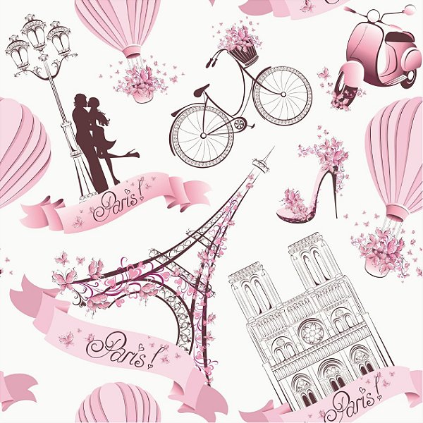 Papel De Parede Paris Franca Delicado Rosa Menina Decorpapel Tudo Em Papel De Parede