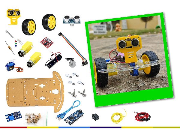 Robô Autônomo com Chassi de Acrílico - Kit Arduino Educação Steam