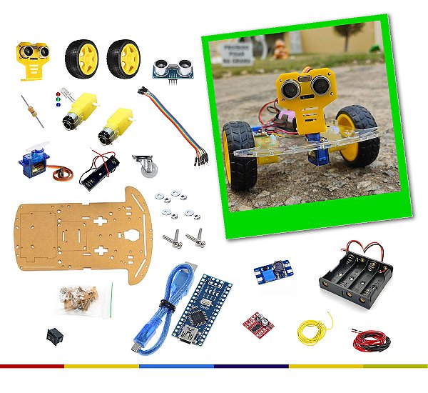 Robô Autônomo com Chassi de Acrílico - Kit Arduino Educação Steam