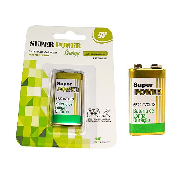 Bateria 9v pilha Super Power em Blister nova e original