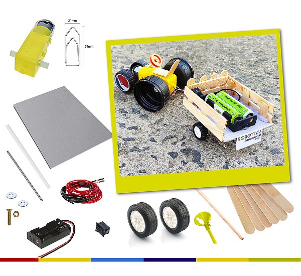 Mini Trator com Carretinha DIY - Kit Educação Maker