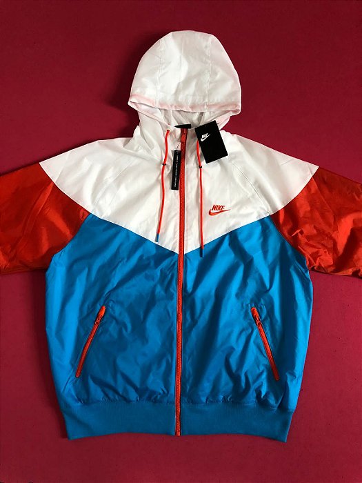 Jaqueta Nike Sportswear Windrunner Azul e Laranja Masculina