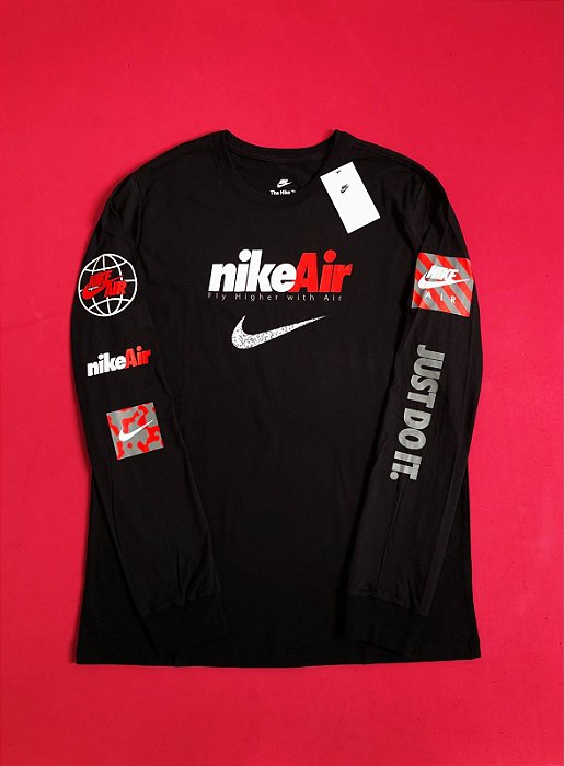 Camiseta Nike Air Manga Longa Preta Masculina