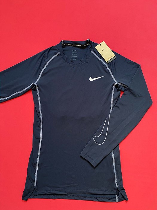 Camiseta Nike Dri Fit Pro Obisidian Manga Longa Masculina