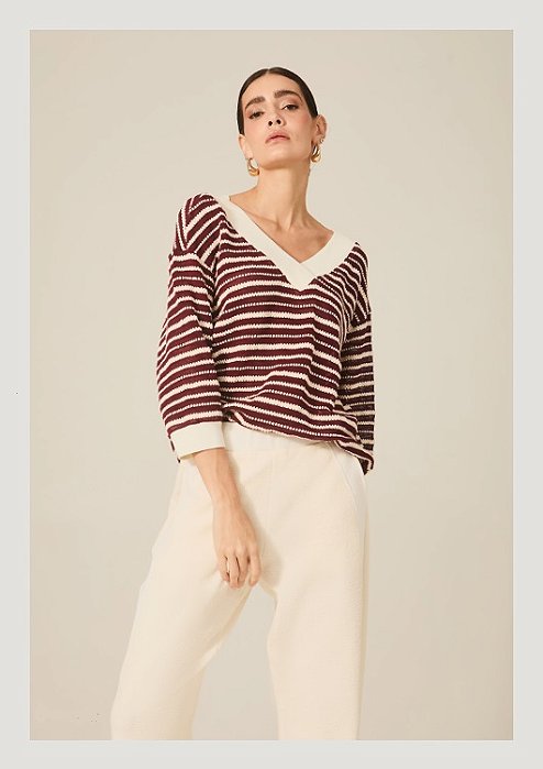 Blusa Gola V Tricot