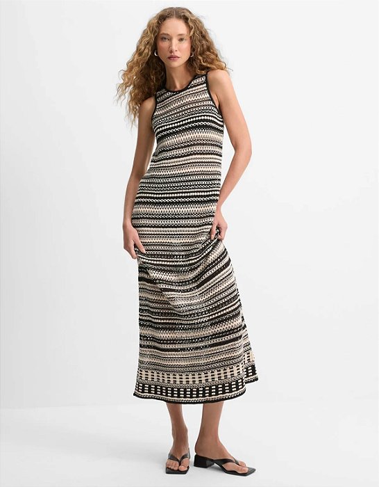 Vestido Tricot Textura Bicolor