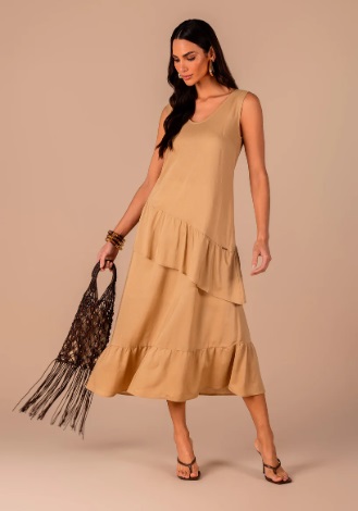 Vestido longuete babados