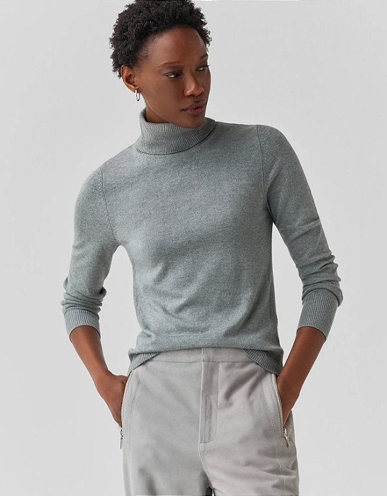 Blusa Tricot Básico Gola Alta