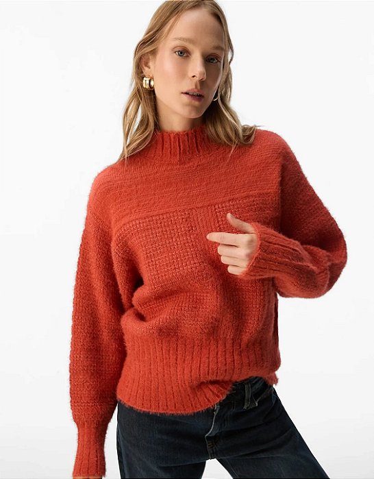 Blusa Tricot Pelinhos Laranja