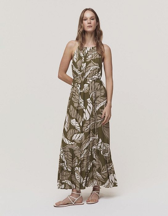 Vestido Folhagem Oliva