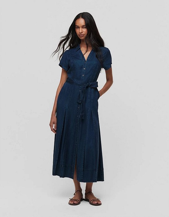 Vestido Chemise Pregas Liocel