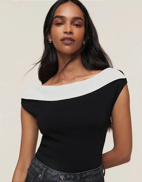 Blusa Tricot Bicolor Pb