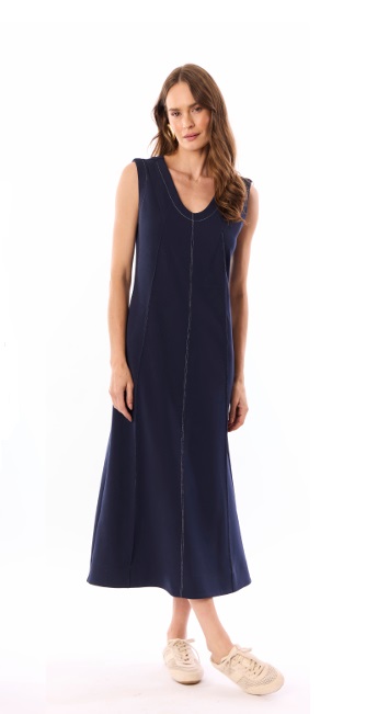 Vestido Crepe Pesponto