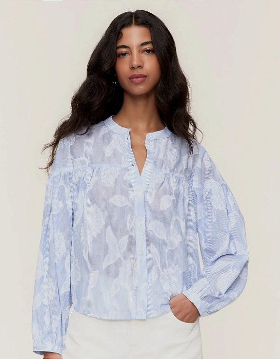 Blusa Fio Tinto Jacquard Azul