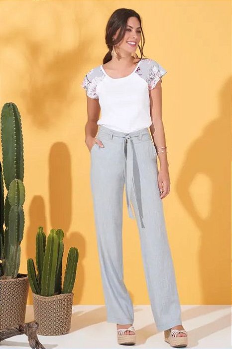 calça alfaiataria feminina linho