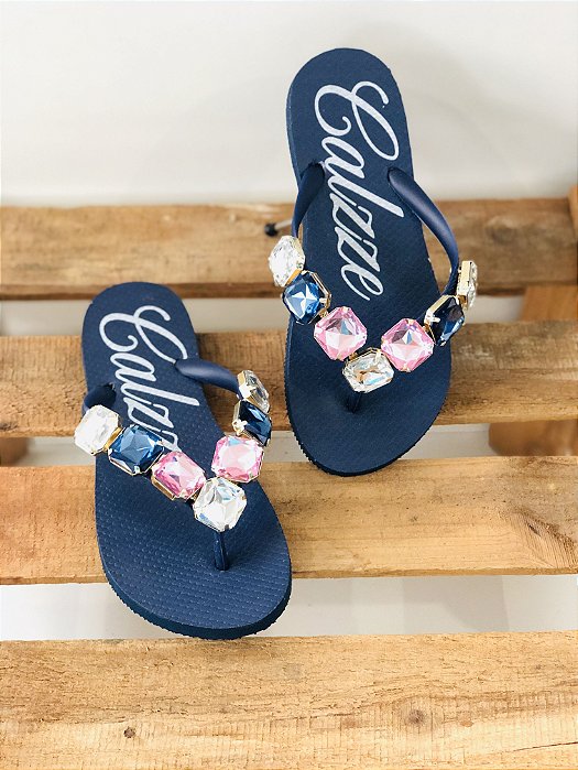 Sandália Calzze Escrita Azul Marinho 027-20