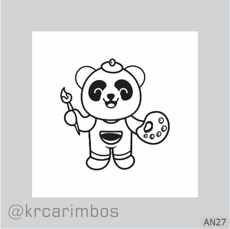 Carimbo Ursinho Panda Pintor