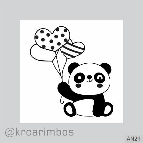 Carimbo Ursinho Panda Corações
