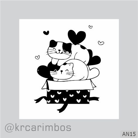 Carimbo Gatinhos Amor Embalado