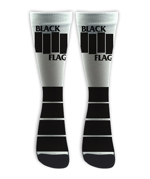 Meia Cano Alto - Black Flag White