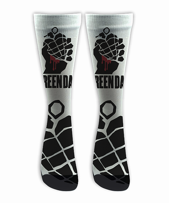 Meia Cano Alto - Green Day - American Idiot - White