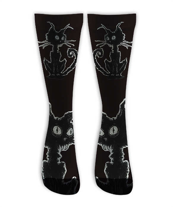 Meia Cano Alto -  Crazy Cat Black